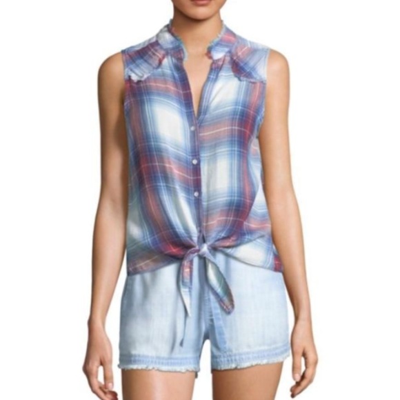 NWOT Cloth & Stone Anthro Plaid Tie Front, Medium - Picture 1 of 5